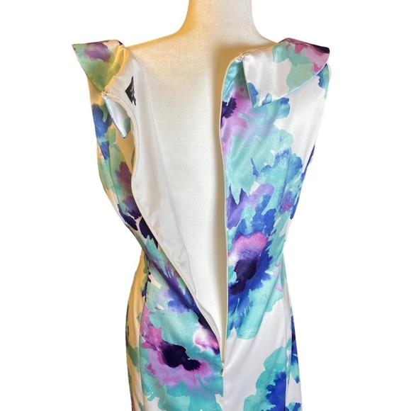 Arthur S. Levine for Tahari Dress Size 12 Limited Edition‎ Watercolors Blue - Picture 8 of 16